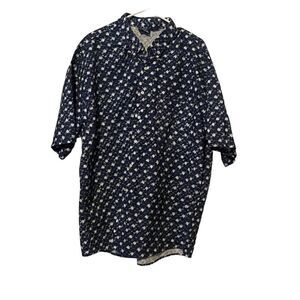 Bon Homme Mens Blue White Collared Short Sleeve Button-Down Shirt Size 2XB